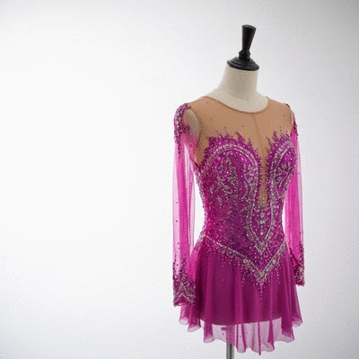Elegant figure skating dress on mannequin with classical music elements